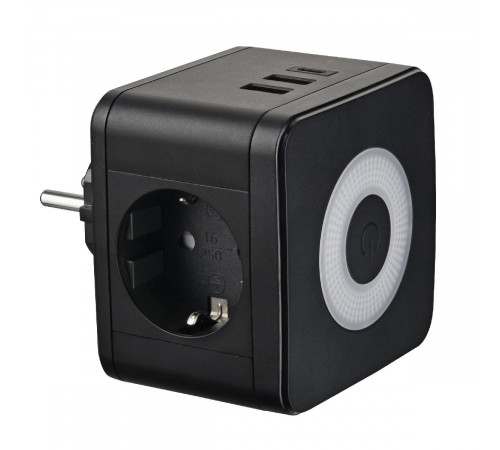 Разветвитель сетевой с выключателем Uniel S-GES2-16SBUC BLACK UL-00011246