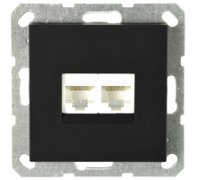 Интернет розетка Jasmart двойная разъем RJ45х2 с накладкой черный матовый (soft touch) G6106PB