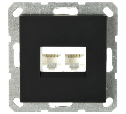 Интернет розетка Jasmart двойная разъем RJ45х2 с накладкой черный матовый (soft touch) G6106PB Интернет розетка Jasmart двойная разъем RJ45х2 с накладкой черный матовый (soft touch) G6106PB