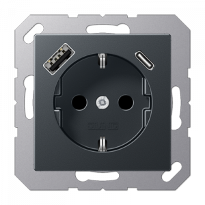 Розетка 2K+З USB Typ AC Jung A1520-15CAANM