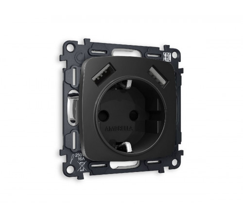 Комплект механизма розетки 2USB A+A 18W (быстрая зарядка) с/з Ambrella Volt Omega MO809010 Комплект механизма розетки 2USB A+A 18W (быстрая зарядка) с/з Ambrella Volt Omega MO809010