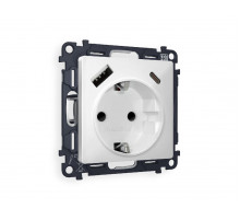 Комплект механизма розетки 2USB A+C 20W (быстрая зарядка) с/з Ambrella Volt Alfa MA130010