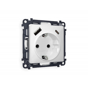 Комплект механизма розетки 2USB A+C 20W (быстрая зарядка) с/з Ambrella Volt Alfa MA130010