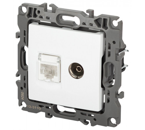 Розетка комбинированная RJ45+TV Эра 12-3110-01М Б0065691