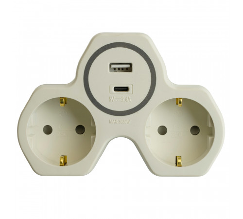Разветвитель сетевой 2-местный с/з и USB+Type C Stekker ADP16-15-20 50071 Разветвитель сетевой 2-местный с/з и USB+Type C Stekker ADP16-15-20 50071