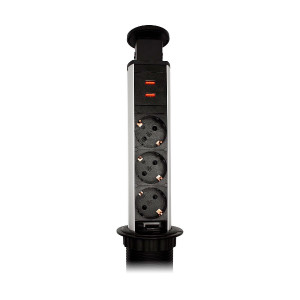 Блок розеток 105S (J) (3 секции + 2 USB) Mebax 00-00003151