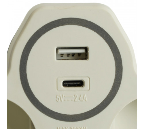 Разветвитель сетевой 2-местный с/з и USB+Type C Stekker ADP16-15-20 50071 Разветвитель сетевой 2-местный с/з и USB+Type C Stekker ADP16-15-20 50071