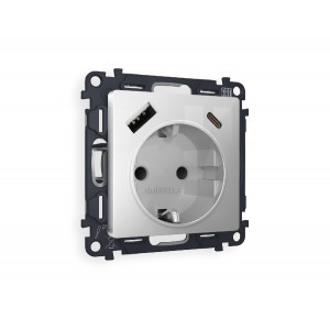 Комплект механизма розетки 2USB A+C 20W (быстрая зарядка) с/з Ambrella Volt Alfa MA410010