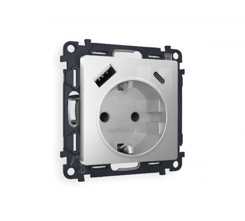 Комплект механизма розетки 2USB A+C 20W (быстрая зарядка) с/з Ambrella Volt Alfa MA410010 Комплект механизма розетки 2USB A+C 20W (быстрая зарядка) с/з Ambrella Volt Alfa MA410010