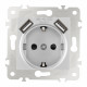 Розетка с заземлением, шторками + USB Arte Milano 203.47-1.silver