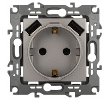 Розетка со шторами и 2 USB Эра 12-4109-16 Б0065729