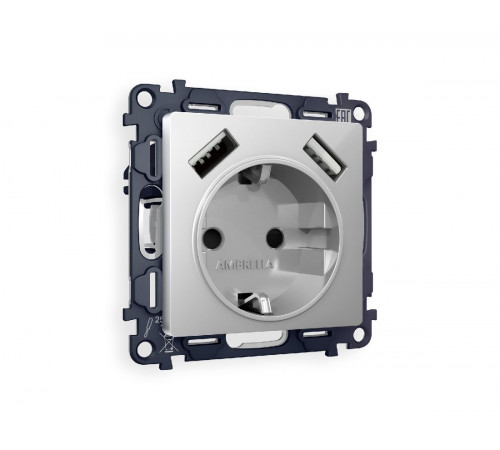 Комплект механизма розетки 2USB A+A 18W (быстрая зарядка) с/з Ambrella Volt Alfa MA409010