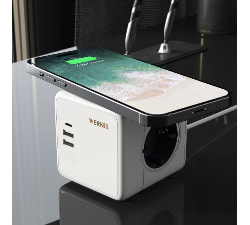 Розеточный блок 3-местный + 3 USB + беспроводная зарядка Werkel 4690389204265 W6513501 a066454