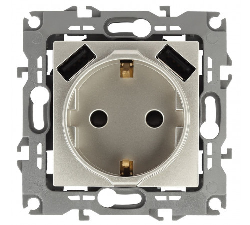 Розетка 2P+E со шторками и 2xUSB Эра 14-4109-04 Б0047870 Розетка 2P+E со шторками и 2xUSB Эра 14-4109-04 Б0047870