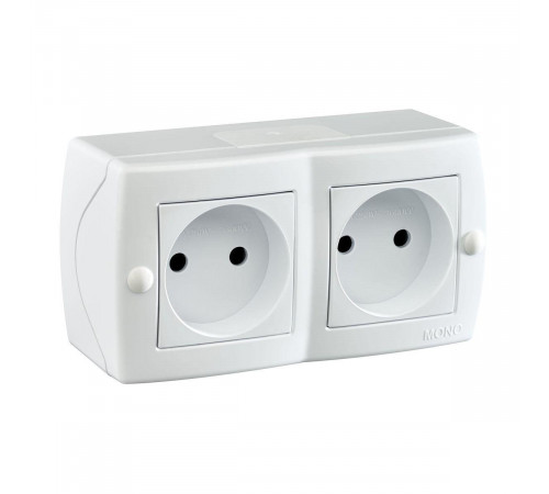 Розетка на 2 поста без заземления Mono Electric Octans IP20 16А 250В белый 104-010106-121 Розетка на 2 поста без заземления Mono Electric Octans IP20 16А 250В белый 104-010106-121