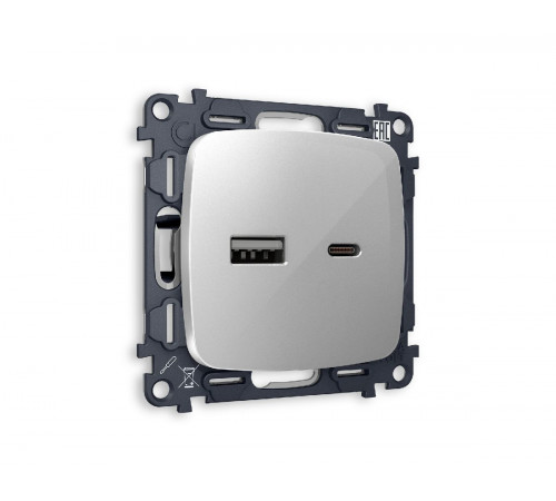 Комплект механизма розетки 2USB A+C 20W (быстрая зарядка) Ambrella Volt Omega MO411010 Комплект механизма розетки 2USB A+C 20W (быстрая зарядка) Ambrella Volt Omega MO411010