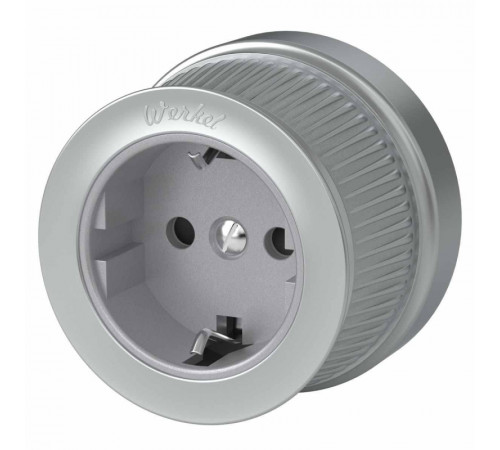Розетка Werkel с заземлением и шторками Ретро матовый хром WL19-10-02 4690389143458 Розетка Werkel с заземлением и шторками Ретро матовый хром WL19-10-02 4690389143458