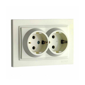 Розетка с заземлением двойная Mono Electric Despina 16А 250В крем 102-170004-120