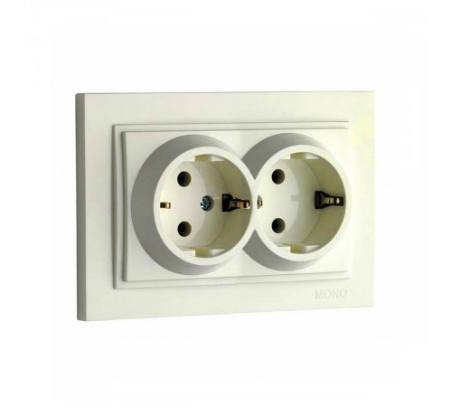 Розетка с заземлением двойная Mono Electric Despina 16А 250В крем 102-170004-120 Розетка с заземлением двойная Mono Electric Despina 16А 250В крем 102-170004-120