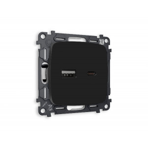 Комплект механизма розетки 2USB A+C 20W (быстрая зарядка) Ambrella Volt Omega MO811010