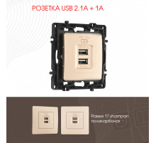 Розетка USB 2.1А+1А Arte Milano 217.46-1.shampan