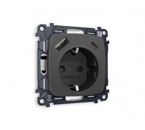 Комплект механизма розетки 2USB A+C 20W (быстрая зарядка) с/з Ambrella Volt Omega MO910010 Комплект механизма розетки 2USB A+C 20W (быстрая зарядка) с/з Ambrella Volt Omega MO910010