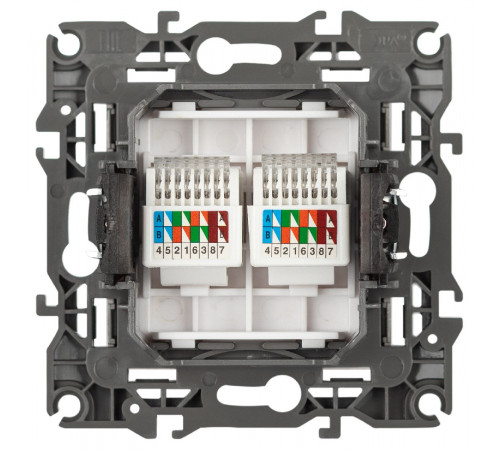 Розетка компьютерная двойная RJ45 Эра 12-3108-16 Б0065665 Розетка компьютерная двойная RJ45 Эра 12-3108-16 Б0065665