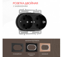 Розетка двойная с заземлением Arte Milano 202.40-2.black