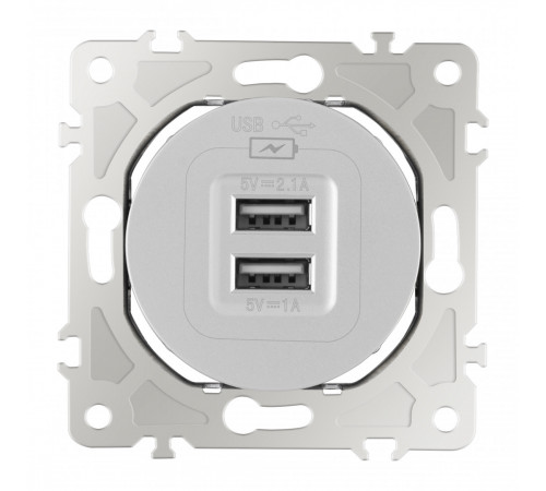 Розетка USB 2.1А+1А Arte Milano 202.46-1.silver Розетка USB 2.1А+1А Arte Milano 202.46-1.silver