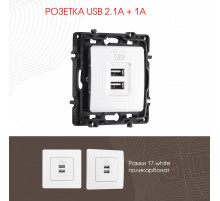 Розетка USB 2.1А+1А Arte Milano 217.46-1.white