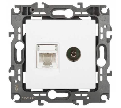 Розетка комбинированная RJ45+TV Эра 12-3110-01М Б0065691