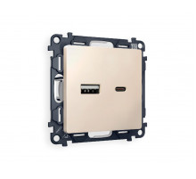 Комплект механизма розетки 2USB A+C 20W (быстрая зарядка) Ambrella Volt Alfa MA331010