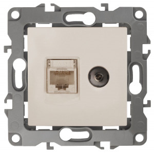 Розетка комбинированная RJ45+TV Эра 12-3110-02 Б0027442