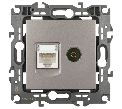 Розетка комбинированная RJ45+TV Эра 12-3110-16 Б0065646 Розетка комбинированная RJ45+TV Эра 12-3110-16 Б0065646