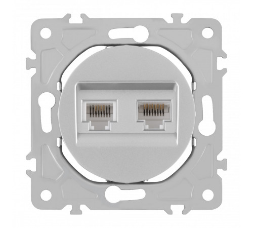 Розетка телефонная RJ11 + компьютерная RJ45 Arte Milano 202.44-1.silver Розетка телефонная RJ11 + компьютерная RJ45 Arte Milano 202.44-1.silver