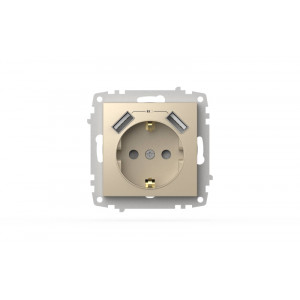 Розетка с заземлением и защитой от детей + два входа USB для заряда устройства ELBI Zena Vega 609-012500-317
