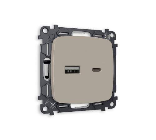 Комплект механизма розетки 2USB A+C 20W (быстрая зарядка) Ambrella Volt Omega MO371010 Комплект механизма розетки 2USB A+C 20W (быстрая зарядка) Ambrella Volt Omega MO371010