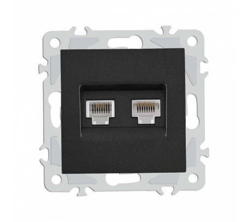 Розетка телефонная RJ11 + компьютерная RJ45 Arte Milano 206.44-1.black Розетка телефонная RJ11 + компьютерная RJ45 Arte Milano 206.44-1.black