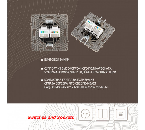 Розетка телефонная RJ11 + компьютерная RJ45 Arte Milano 217.44-1.shampan Розетка телефонная RJ11 + компьютерная RJ45 Arte Milano 217.44-1.shampan