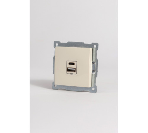 Розетка с двумя разъемами USB + Tupe C+A ELBI Zena Vega 609-010300-335 Розетка с двумя разъемами USB + Tupe C+A ELBI Zena Vega 609-010300-335