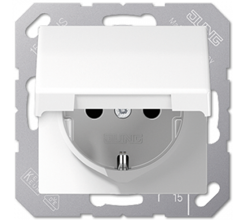 Розетка Schuko с крышкой Jung EP1420KLWWM Розетка Schuko с крышкой Jung EP1420KLWWM