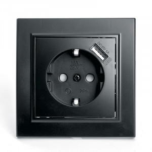 Розетка 1-местная с USB Stekker PST16-9011-03 с защитной шторкой 39480