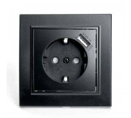 Розетка 1-местная с USB Stekker PST16-9011-03 с защитной шторкой 39480 Розетка 1-местная с USB Stekker PST16-9011-03 с защитной шторкой 39480