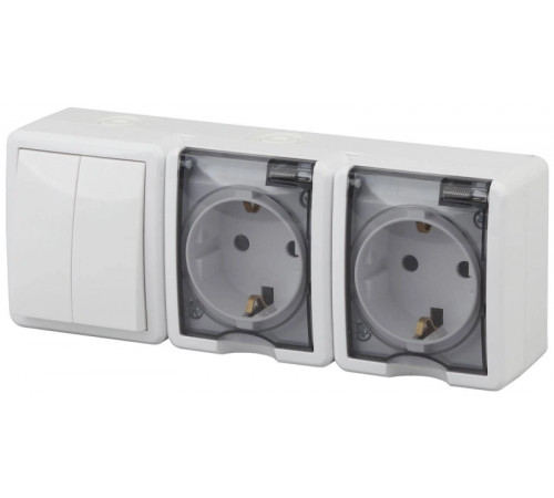 Блок розетки-выключатель двухклавишный ЭРА Эксперт IP54 16A 250V 11-7404-01 Б0027675 Блок розетки-выключатель двухклавишный ЭРА Эксперт IP54 16A 250V 11-7404-01 Б0027675