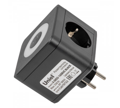 Разветвитель сетевой с выключателем Uniel S-GES2-16SBUC BLACK UL-00011246