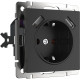 Розетка Werkel с заземлением, шторками и USBх2 черный матовый W1171508 4690389156915