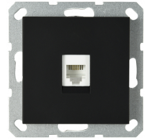 Интернет розетка Jasmart разъем RJ45 с накладкой черный матовый (soft touch) G6105PB