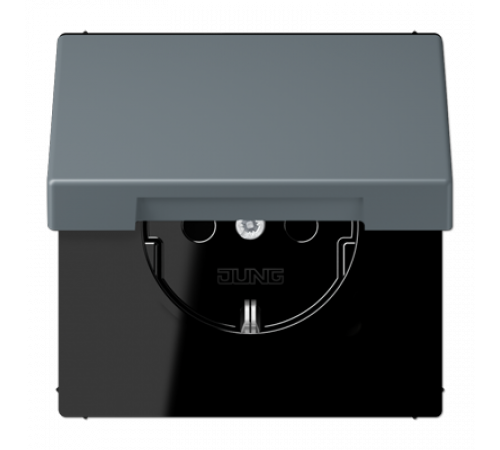 Розетка 2K+З с крышкой Jung LC1520BFKL251
