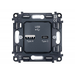 Механизм розетки 2USB A+C 20W (быстрая зарядка) Ambrella Volt Quant VM177