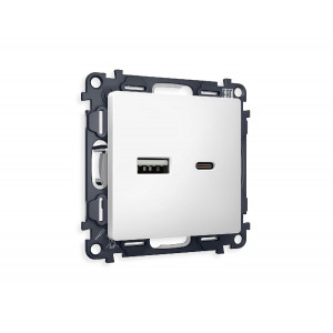 Комплект механизма розетки 2USB A+C 20W (быстрая зарядка) Ambrella Volt Alfa MA131010